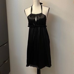 Black backless silk dress with key hole